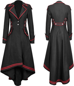 IGETELY Womens Gothic Tailcoat Jacket Steampunk Long Coat Victorian Retro Costume Lapel Button Tuxedo Pirate Halloween Overcoat