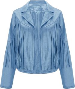 Women Fashion Fringe Faux Suede Leather Jackets Fashion Lapel Tassel Motorcycle Cropped Coats Moto (a-Sky Blue, S)