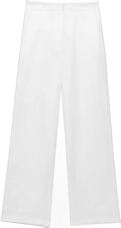 Bciopll Autumn Women's Solid Zipper High Waist Pocketstrousers Casual Loose Wide Leg Straight Pants Small White