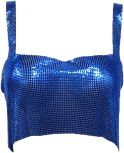 Sexy Crop Top for Women Metal Sequins Tank Top Sleeveless Glitter Tube Top Body Chain for Rave Party Clubwear One Size Dark Blue