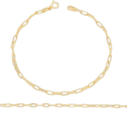 Nuragold 10k Yellow Gold 2mm Paperclip Elongated Rolo Cable Link Chain Bracelet, Womens Jewelry 7" 7.5" 8"