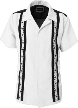 Guytalk Men's Cuban Guayabera Two-Tone Short-Sleeve Shirt Small White