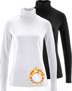 TAIPOVE Women's Thermal Fleece Turtleneck Long Sleeve Tops Lightweight Pullover Sweater Cotton Casual Soft Comfort Shirt Black/White Large