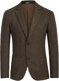PJ PAUL JONES Mens Tweed Blazer Vintage Wool Blend Blazers Herringbone Two Button Sport Coat Medium Dark Brown