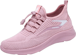 AMDBEL Fashion Sneakers for Women 2024, Womens Canvas Sneakers High Top Lace up Casual Walking Shoes Air Cushion Sneakers 8 Pink