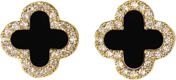 HighSpark Clover Earrings for Women | Hypoallergenic Studded Clover Stud Earrings | Lovely Gift - Studded White Black