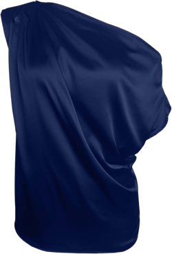 Chic Satin Off Shoulder Top in Solid Elegant Flowy Blouse with Sleek Texture for Casual Or Womens Plus Size Dark Blue Large