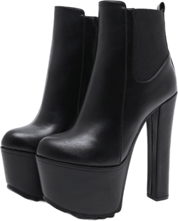Eilyken 2021 Winter New High Heels Ankle Women Boots Black PU Leather  Round Toe  Zipper Female Boot Platform Women Shoes