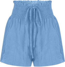 HGps8w Womens Drawstring Linen Shorts Chic Smocked High Waisted Casual Beach Cruise Shorts with Pockets X-Large 01 Light Blue