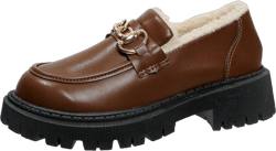 Cross-Border Plus Size Loafers For Women, Fleece Lining Warm Winter Shoes, Thick Sole Versatile Slip-On, Black & Brown, British Style Leather Ankle Boots, Women Casual Sports Shoes