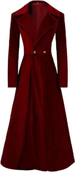 Women's Velvet Jacket Long Windbreaker Temperament Vintage Velvet Sleeved Buttoned Trench Coat Dress X-Large Red