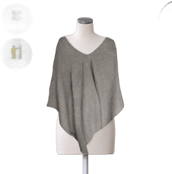 Velanio Cashmere Cashmere Knitted Poncho 100% Mongolian Cashmere Dress Topper for Women Wrap [Gift Box] One Size Gray