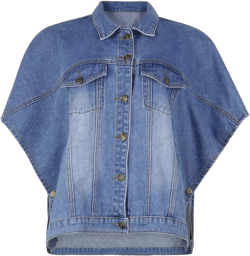 Womens Fashion Oversized Denim Blue Jacket Sleeveless Streetwear Tops Loose Jeans Coat