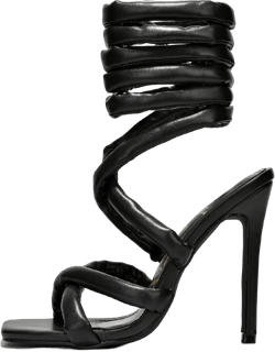 perixir Strappy High Heels Gladiator Sandals With Grey Jersey Knit Fallopian Cloth Rope Lace Up Sexy Open Toe Square Stilettos Tie Up Heeled Sandals For Women US Size 6-13 7 Black Patent Leather