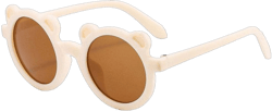 Cartoon Bear Kids Sunglasses Cute Round Frame Sun Glasses Children Toddler Baby Beach Eyewear UV Protection 1/8 Pairs Beige