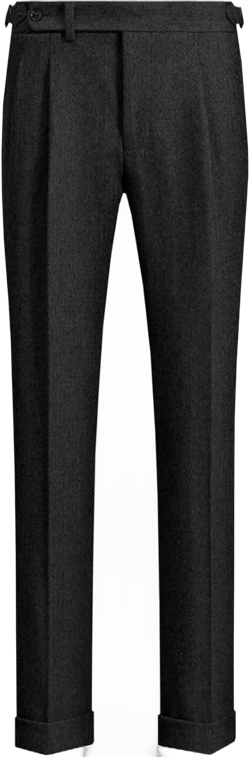 Ceehuteey Men's Business Dress Suit Pants Thick Wool Pleated Front Herringbone Tweed Trousers 36W x 32L Black