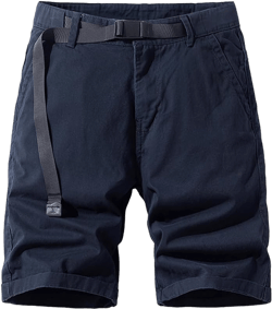 Men's Slim Fit Casual Cargo Shorts Summer Solid Drawstring Cotton Work Shorts 36 Regular Dark Blue
