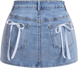 Milumia Women's Bow Knot High Waist Denim Skirt Bodycon Casual Jean Skirts X-Small Light Wash
