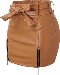 Yoyorule Women Leather Skirts High Waist Mini Skirt A Line PU Mini Zipper Skirt Streetwear Sexy Skirt Khaki