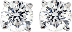 Pompeii3 1 Ct Certified  Diamond Studs Screw Back Women's Earrings in 14K White Gold