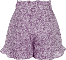 tuduoms Women's Floral Print Casual Shorts Elastic High Waist Ruffle Hem Comfy Summer Beach Short Lounge Pants with Pockets XX-Large Purple