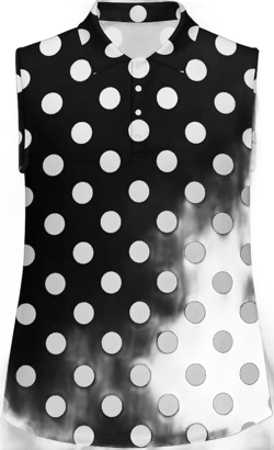 Polka Dots T Shirts Golf Tank Top Women Moisture Wicking Tennis Vest Sleeveless Tee Dry Fit Breathable Sports Vests Medium Black