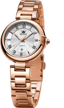OLEVS Ladies Watch Roman Dress Elegant Analog Female Watches Stainless Steel Two Tone Waterproof Luminous Day Date for Womens Wrist Watch Gift rose gold watch
