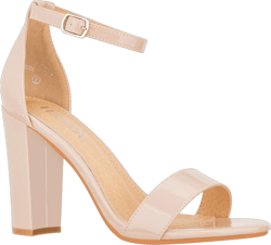 ILLUDE Women’s Open Toe Ankle Strap Chunky Block High Heel - Formal, Wedding, Party Classic Heeled Sandals - Ruby 7.5 Nude Patent