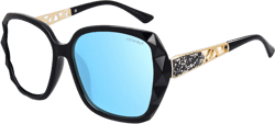LECKIRUT Oversized Sunglasses for Women Polarized UV Protection Classic Fashion Ladies Shades Black Frame Gray Lens L9-black Frame/Blue Lens