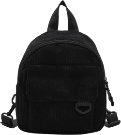 DAMAJI Small Backpack Purse for Women Cute Mini Backpack Purse Tiny Corduroy Backpack Mini Bookbag Purse (Black)