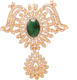 Sunsoul by Touchstone Indian Bollywood Impressive Style Fine Filigree Faux Emerald White Rhinestone Designer Bridal Jewelry Hair Accessory Jurapin In Gold Tone For Women.