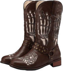 DHAEY Men's Cowboy Boots Round Toe Leather Wear-Resistant Rubber Sole Slip Resistant Knight Boots Retro Classic Fashionable Unisex Stitching Country Boot (Color : Brown, Size : 12.5 Women/11 Men)