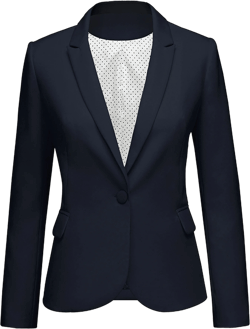 Lookbook Store LookbookStore Navy Blue Blazer Jacket for Women Notch Lapel Button Down Casual Jacket Suits Size S Fit Size 4 Size 6
