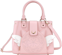 BelugaDesign Sakura Purse | Cute Pastel Pink Kawaii Girls Women Crossbody Shoulder Bag | Princess Cardcaptor Moon Anime Heart Wing Handbag | Faux Leather Vegan Birthday Gift with Straps and Pockets