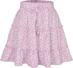 Yoyorule Women's Summer High Waist Ruffle Tiered Mini Skirt Floral Printed A line Polka Dot Beach Cute Skirt Ruffle Skirt Pink