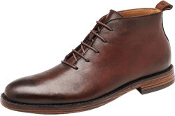 Men's Lace Up Chukka Boots Retro Genuine Leather Dress Boots Classic Oxfords Ankle Boots for Formal 10 Brown