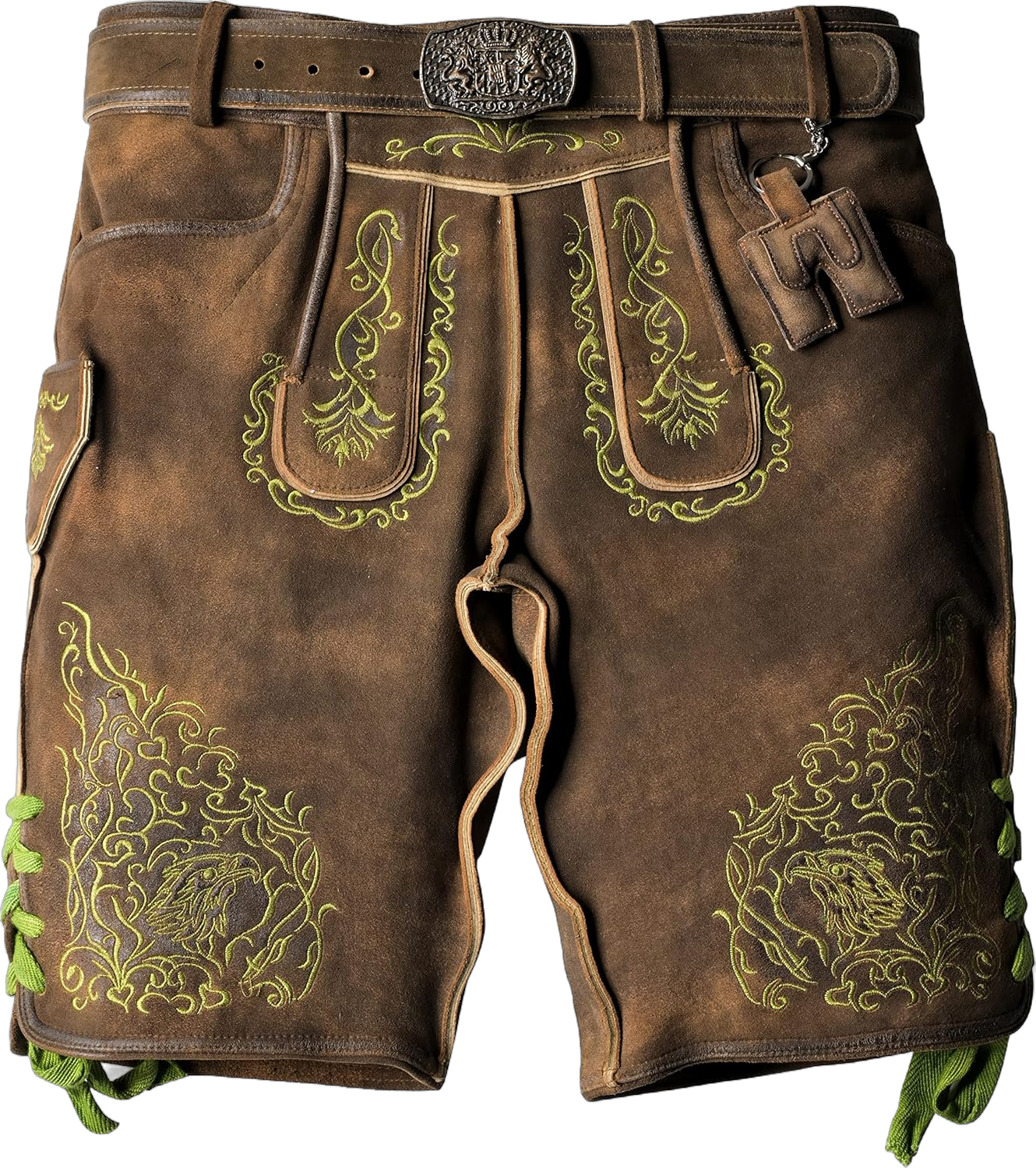 Lederhosen Men - Oktoberfest Costume for Men - Authentic and Genuine German Leather Shorts - Brown 38 Regular Dark Brown
