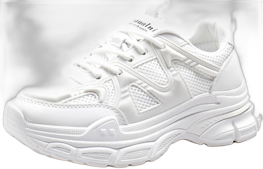 YAXE Women's Chunky Platform Walking Sneakers Mesh Breathable Non Slip Casual Fashion Shoes 8.5 White