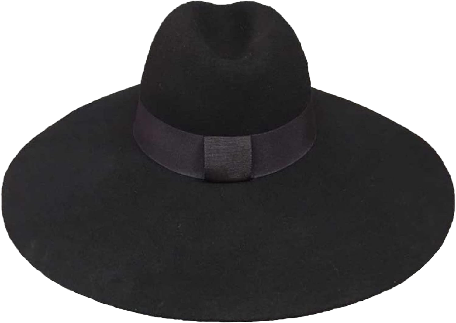 CYBLING 16cm Wide Brim Fedora Hat for Women Wool Felt Chic Floppy Hats Trilby Jazz Cap Ribbon Bowknot Winter Dress Wedding One Size Black New