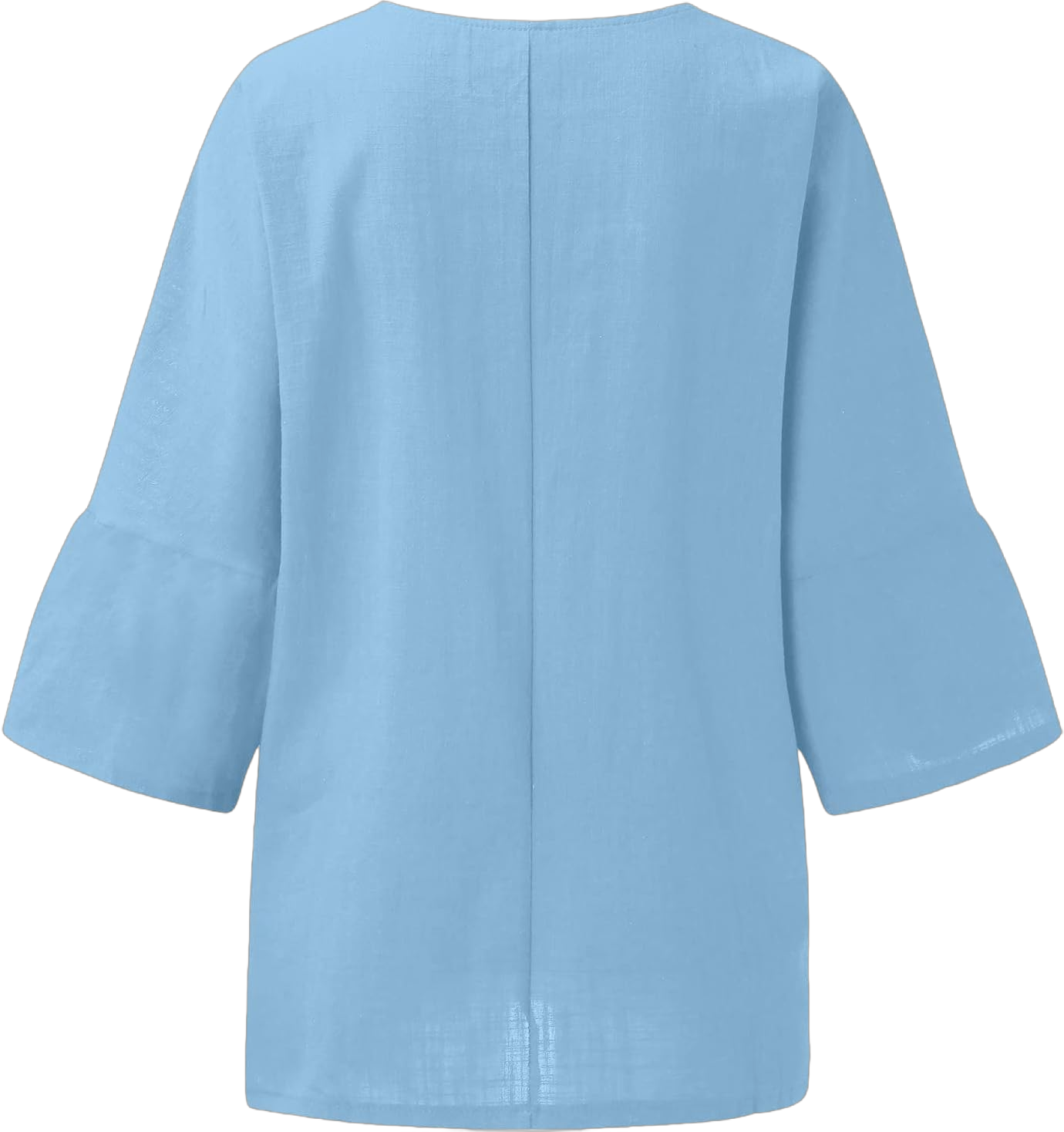 Womens Summer Tops 2024 Fashion Cropped Sleeves Round Neck Top Tee Solid Cotton and Linen Casual Loose Shirt Blouse XX-Large A-8#light Blue
