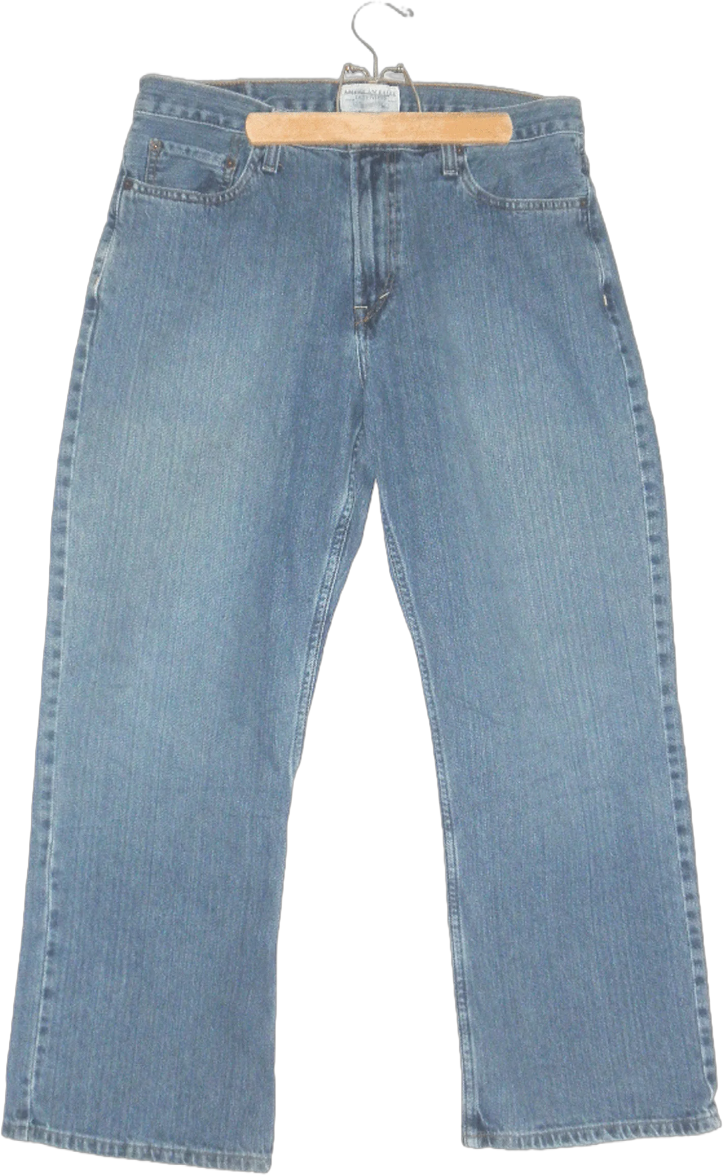 Vintage AE American Eagle Jeans Loose Fit W33&quot; x L30&quot;, Boyfriend Jeans Womens Size 10, Wide Leg, Worn In Blue Jeans.