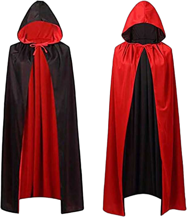 1 Male And Female Adult Red Black Thin Knit Material Christmas Cape Cape Double Hooded Masquerade Costume Witch Witch Vampire Dress Up Props For All Kinds Of Holiday Parties Party Masquerade Show Dress Up Use Death Cloak Cloak