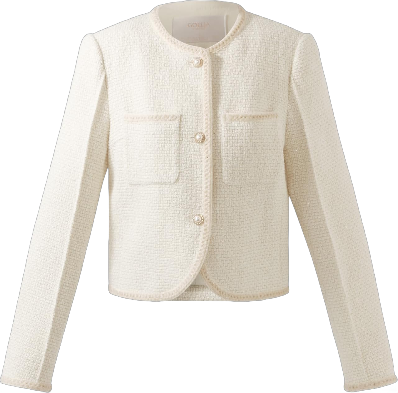 Women's Tweed Jackets Long Sleeve Casual Blazer for Women Cropped Open Front Cardigan Work Office Outwear X-Large Ivory