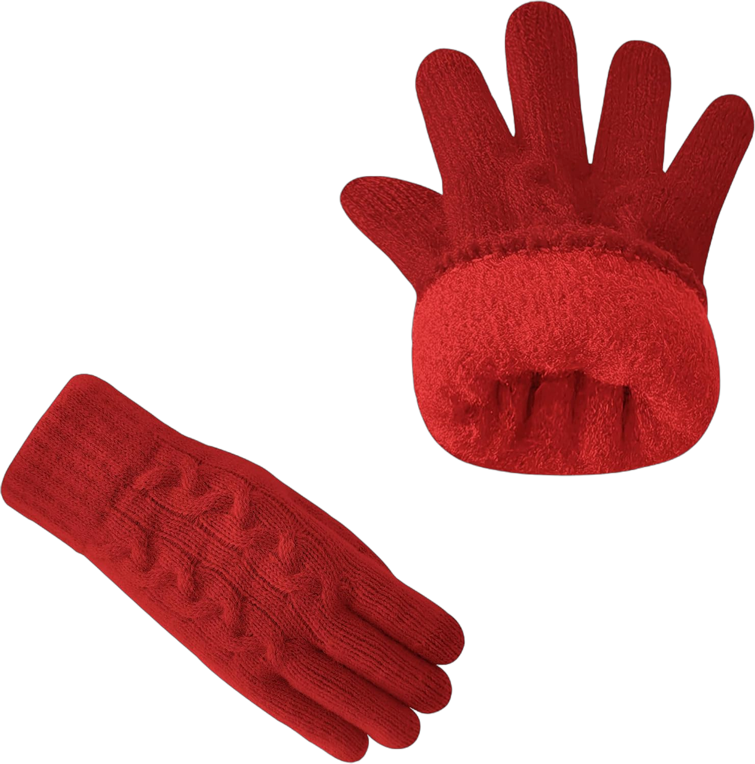 Winter Gloves Warm Gloves for Women & Men Touchscreen, Womens Thick Wool Knit Glove Touch Screen Lined W-G-G1 Red