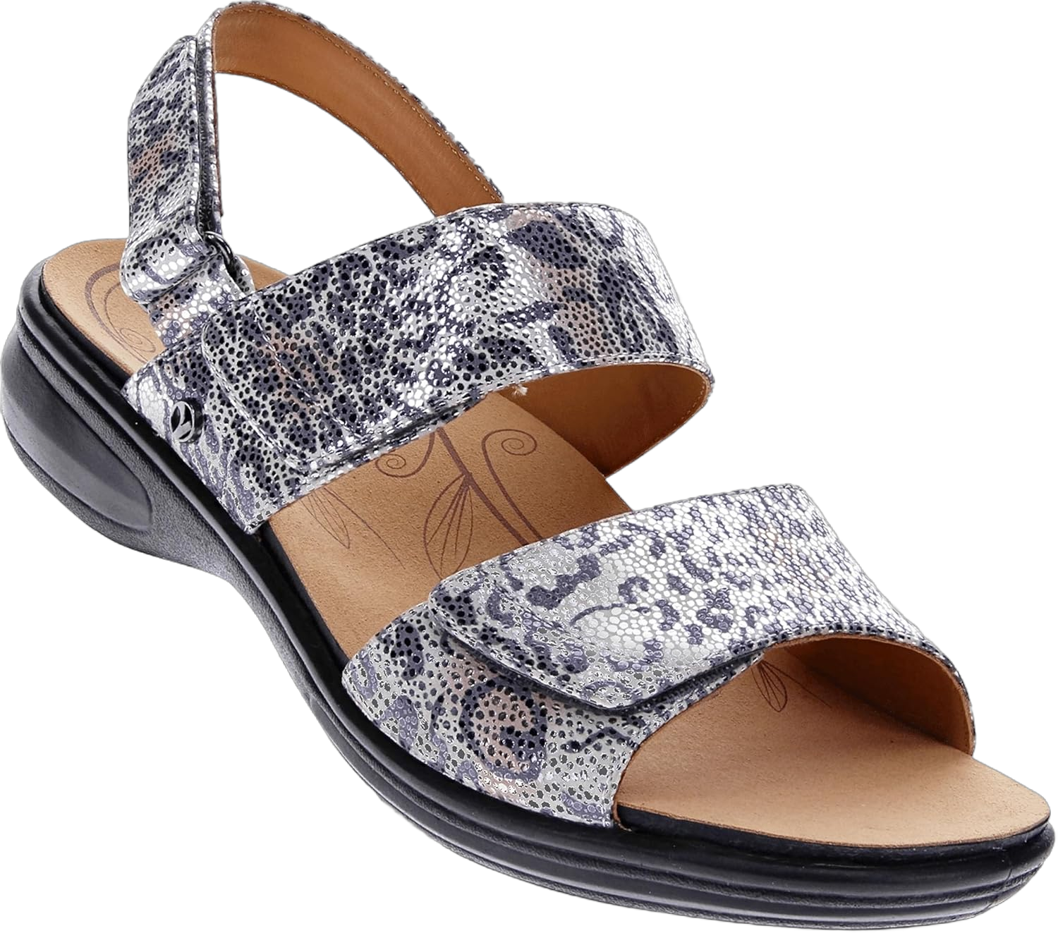 Revere Como Women's Sandals with Back Strap – Luxurious Leather, Ergonomic Arch Support, and Customizable Fit 9-9.5 Silver Safari