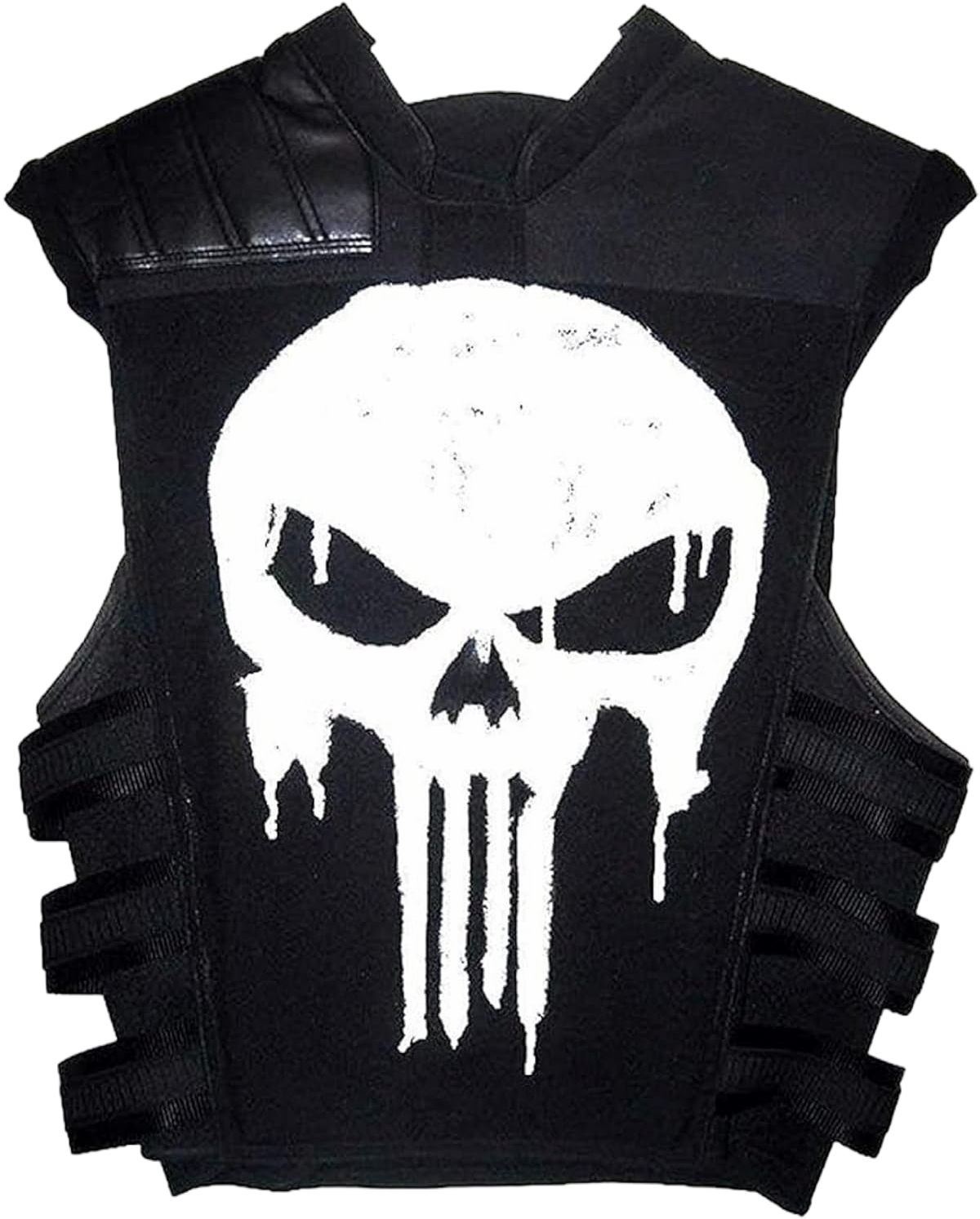 Unisex Thomas Jane Punisher Tactical Black Real Leather Vest jacket with Patch Design X-Large Black