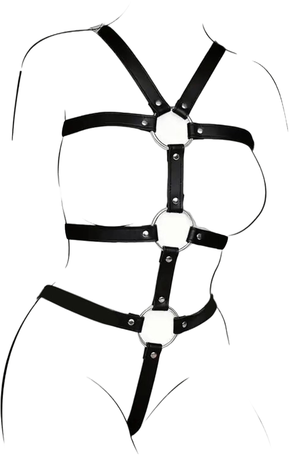 Bondage Restraints Bondagewear for Women, Punk Black Harness for Women Fashion, Pu Leather Chest Harness Belt, Adjustable Body Waist Rave Outfits for Party Cosplay Clubwear