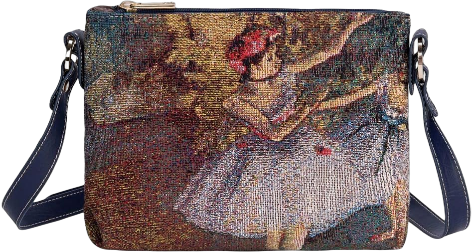 Signare Tapestry Crossbody Bag Shoulder Purse for Women In Two Dancers inspired by Edgar Degas (XB02-ART-ED-BLR-2)