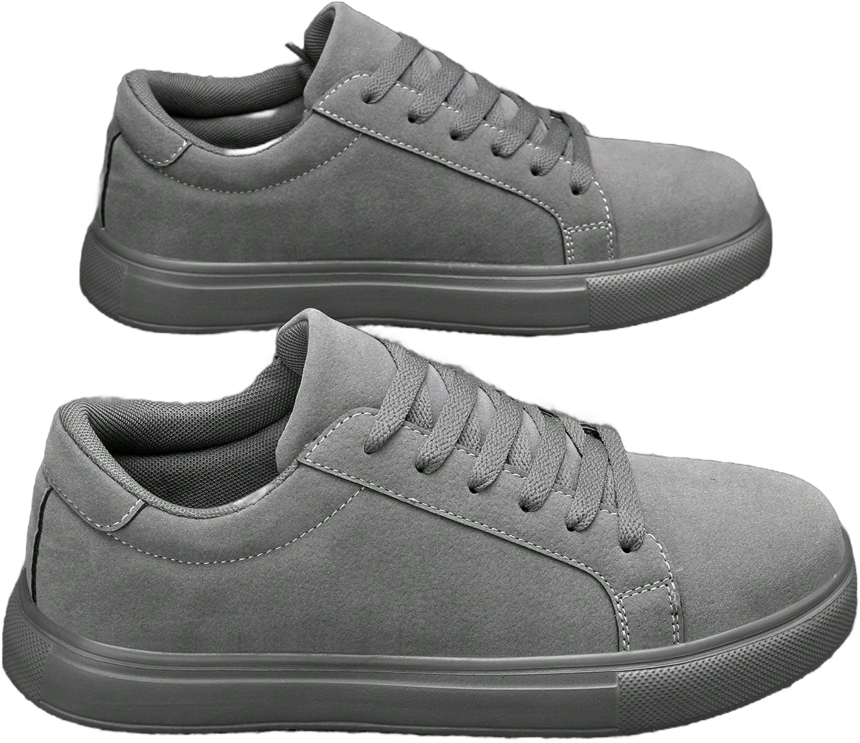 Men's Grey Stylish Business Casual Low-Top Skateboard Shoes, Round Toe Minimalist Classic Dress Sneakers