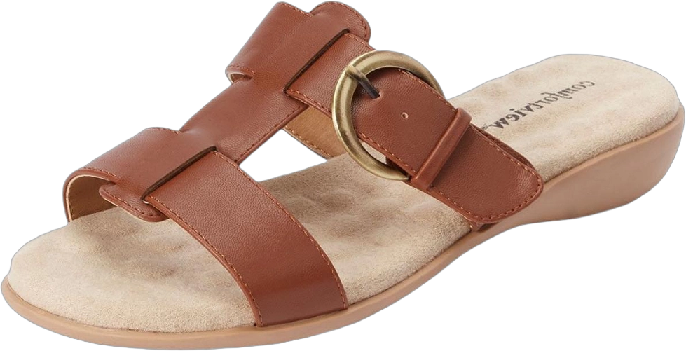 Comfortview Women's (Wide Widths Available) The Dawn Slip On Sandal - 9 1/2 W, Tan